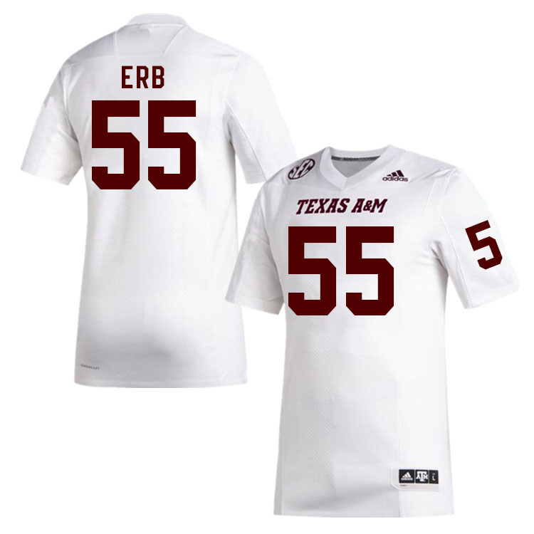 Men #55 Hunter Erb Texas A&M Aggies College Football Jerseys Stitched Sale-White